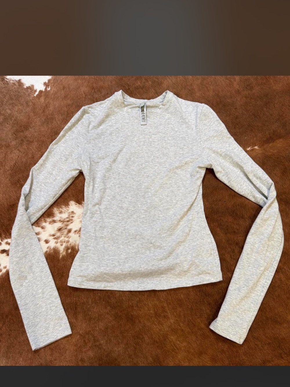 SKIMS Heather Gray Long Sleeve Top Cotton Jersey